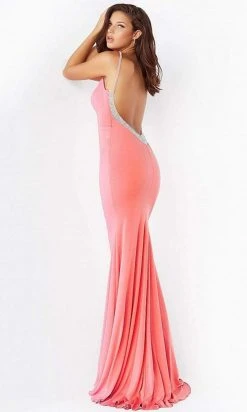 Jovani - 07297 Embellished Plunging V Neck Trumpet Dress 14 Jovani - 07297 Embellished Plunging V Neck Trumpet Dress