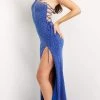 Jovani - 07401 Beaded Asymmetric Neck Long Gown