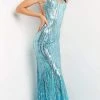 Jovani - 07627 V-Neck Backless Sheath Dress
