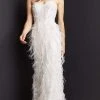 Jovani - 07914 Embroidered Sweetheart Fringed Gown