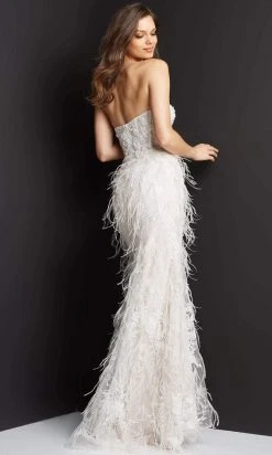 Jovani - 07914 Embroidered Sweetheart Fringed Gown