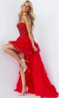 Jovani - 08100 Bedazzled Strapless High Low Dress 8 Jovani - 08100 Bedazzled Strapless High Low Dress