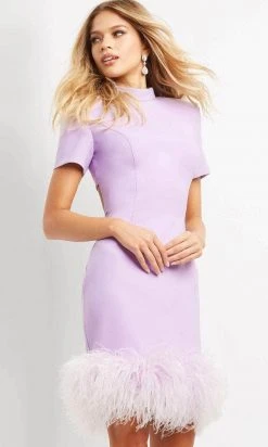 Jovani 08253 - Feather Trim Cocktail Dress 15 Jovani 08253 - Feather Trim Cocktail Dress