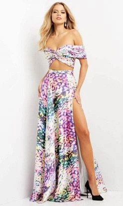 Jovani 08350 - Two-piece Off-shoulder Long Dress