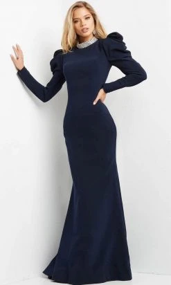 Jovani 08470 - Metallic High Neck Evening Dress