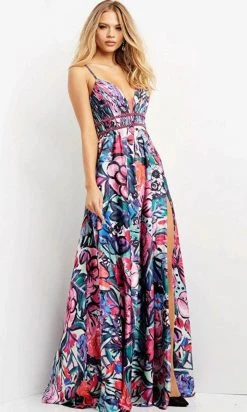 Jovani 08593 - Sleeveless Plunging V-neck Long Dress 8 Jovani 08593 - Sleeveless Plunging V-neck Long Dress