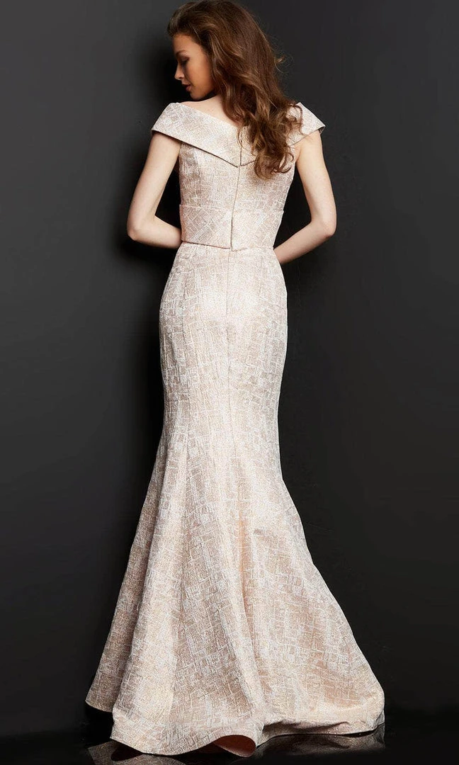 Jovani 08656 - Cap Sleeved Bow V-Neck Evening Gown 4 Jovani 08656 - Cap Sleeved Bow V-Neck Evening Gown