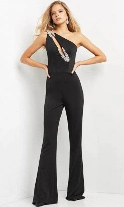 Jovani 09019 - Asymmetric One Shoulder Jumpsuit 9 Jovani 09019 - Asymmetric One Shoulder Jumpsuit