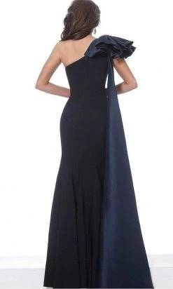 Jovani - 1008 Asymmetric Neck Plain Evening Dress