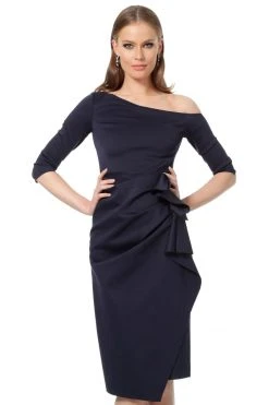Jovani - 1035 Quarter Length Sleeve Knee Length Sheath Dress