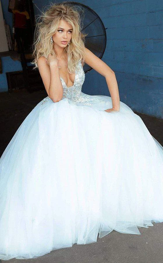 Jovani - 11092 Floral Embroidered Plunging V-Neck Ballgown 7 Jovani - 11092 Floral Embroidered Plunging V-Neck Ballgown