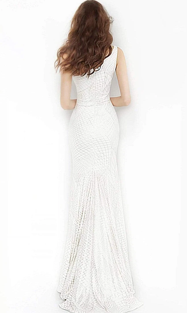 Jovani - 1119 One Shoulder Lattice Rendered Trumpet Gown 4 Jovani - 1119 One Shoulder Lattice Rendered Trumpet Gown