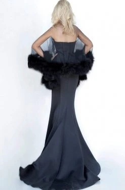 Jovani - 1142 Scoop Caped Trumpet Dress