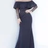 Jovani - 1152 Off-Shoulder Long Sleeves Sheath Dress 1 Jovani - 1152 Off-Shoulder Long Sleeves Sheath Dress