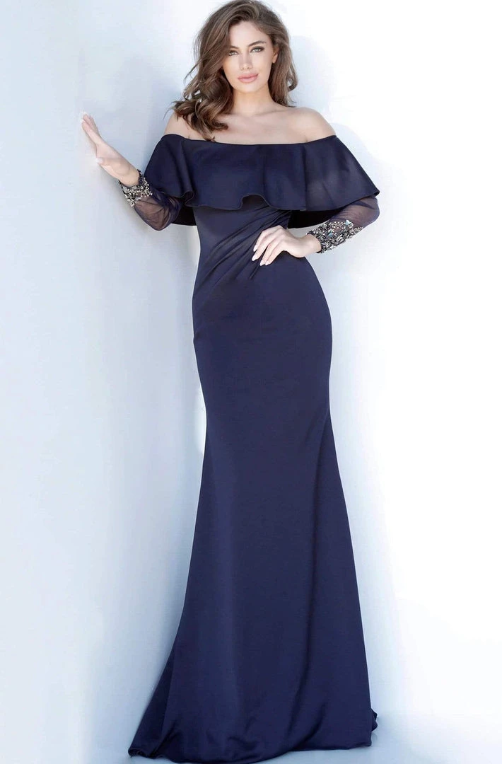 Jovani - 1152 Off-Shoulder Long Sleeves Sheath Dress 4 Jovani - 1152 Off-Shoulder Long Sleeves Sheath Dress