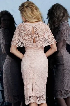 Jovani - 1401 Lace Sweetheart Sheath Dress With Capelet 9 Jovani - 1401 Lace Sweetheart Sheath Dress With Capelet