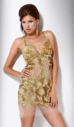 Jovani - 14338 Sequined Illusion Sheath Dress