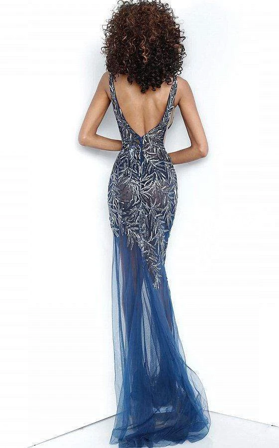 Jovani - 1863 Embellished Deep V-neck Tulle Trumpet Dress 4 Jovani - 1863 Embellished Deep V-neck Tulle Trumpet Dress