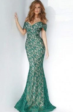 Jovani - 1974 Off-Shoulder Lace Mermaid Dress