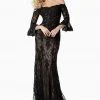 Jovani - 2240 Lace Off-Shoulder Bell Sleeve Trumpet Dress