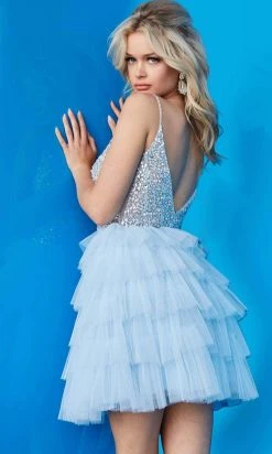 Jovani 22604 - V-Neck Tiered A-Line Cocktail Dress