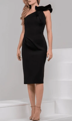Jovani - 23886 Ruffled One Shoulder Strap Cocktail Dress