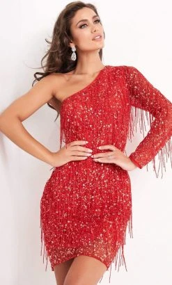 Jovani - 2645 Sequin Fringe Asymmetrical Dress 11 Jovani - 2645 Sequin Fringe Asymmetrical Dress