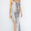 Jovani - 28285 Dangling Stud Slit Animal Print Gown 1 Jovani - 28285 Dangling Stud Slit Animal Print Gown
