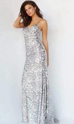 Jovani - 28285 Dangling Stud Slit Animal Print Gown 7 Jovani - 28285 Dangling Stud Slit Animal Print Gown