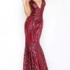 Jovani - 3186 Sequined Deep V-neck Trumpet Dress 2 Jovani - 3186 Sequined Deep V-neck Trumpet Dress