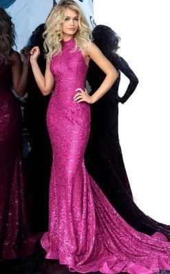 Jovani - 3559 Embellished Lace High Halter Trumpet Dress 7 Jovani - 3559 Embellished Lace High Halter Trumpet Dress