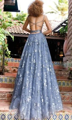 Jovani - 3614 Embellished Deep V Neck A-line Gown