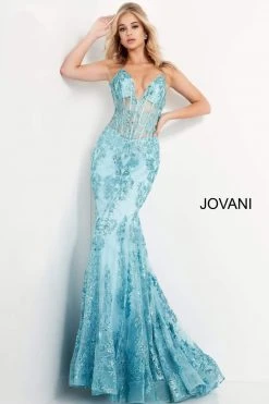 Jovani - 3675 Sequined Illusion Corset Mermaid Gown