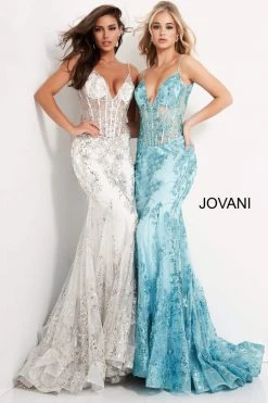 Jovani - 3675 Sequined Illusion Corset Mermaid Gown
