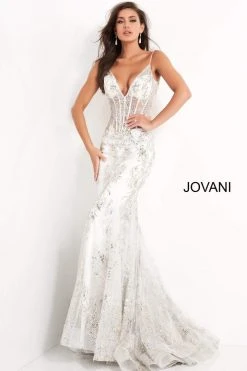 Jovani - 3675 Sequined Illusion Corset Mermaid Gown