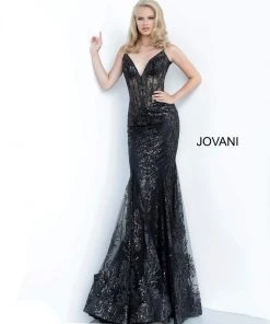 Jovani - 3675 Sequined Illusion Corset Mermaid Gown