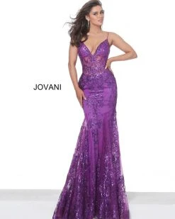 Jovani - 3675 Sequined Illusion Corset Mermaid Gown