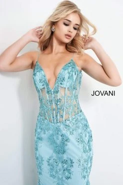 Jovani - 3675 Sequined Illusion Corset Mermaid Gown