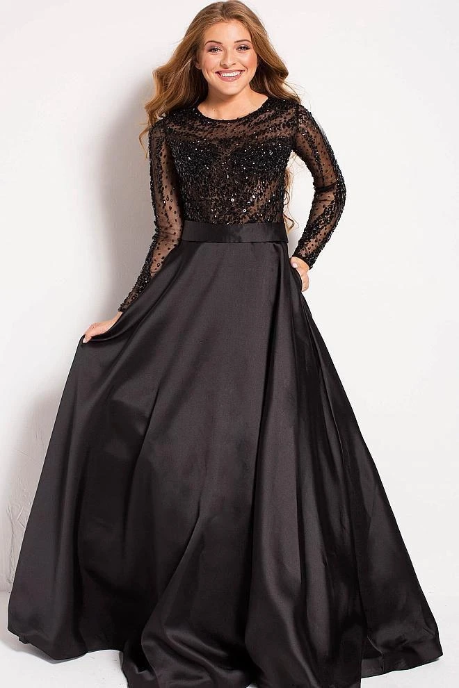 Jovani - 46066 Stone Embellished Long Sleeves Ballgown 3 Jovani - 46066 Stone Embellished Long Sleeves Ballgown