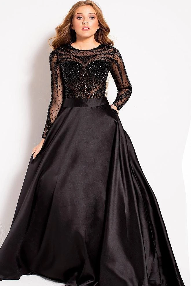 Jovani - 46066 Stone Embellished Long Sleeves Ballgown 4 Jovani - 46066 Stone Embellished Long Sleeves Ballgown