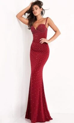 Jovani - 4728 Sweetheart Neckline Beaded Jersey Prom Dress