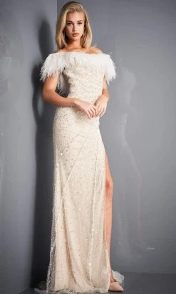 Jovani - 4770 Beaded Fringe Dress With Slit