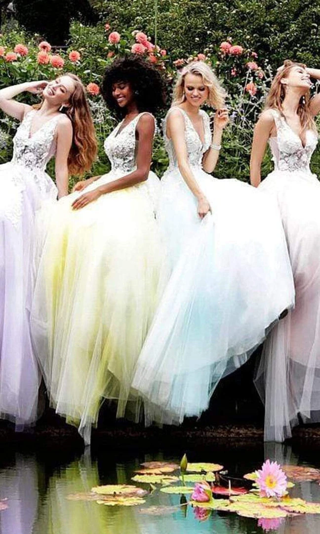 Jovani 55634 Sheer Floral Appliques V-Neck Ballgown 7 Jovani 55634 Sheer Floral Appliques V-Neck Ballgown