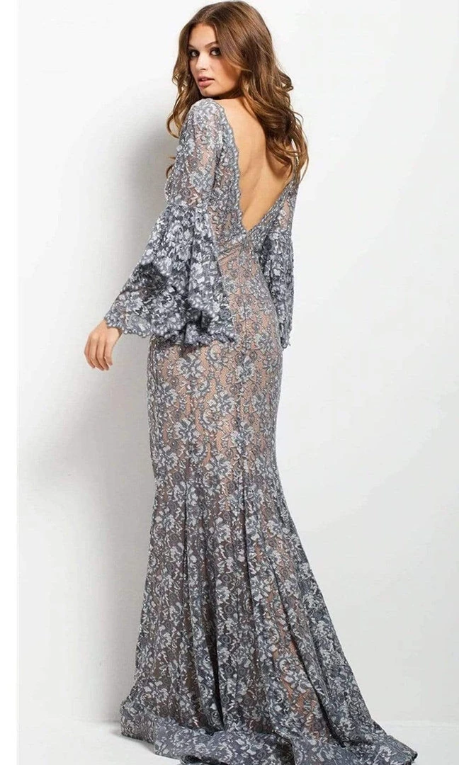 Jovani - 57048 Lace Plunging V-neck Mermaid Dress 4 Jovani - 57048 Lace Plunging V-neck Mermaid Dress