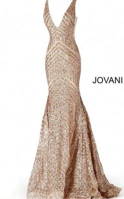 Jovani - 59762 Sexy Fitted Sequined Plunging Gown