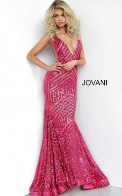 Jovani - 59762 Sexy Fitted Sequined Plunging Gown