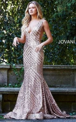 Jovani - 59762 Sexy Fitted Sequined Plunging Gown