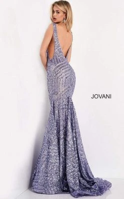 Jovani - 59762 Sexy Fitted Sequined Plunging Gown