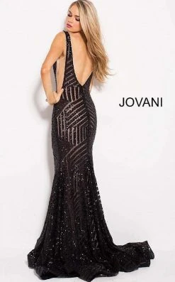 Jovani - 59762 Sexy Fitted Sequined Plunging Gown