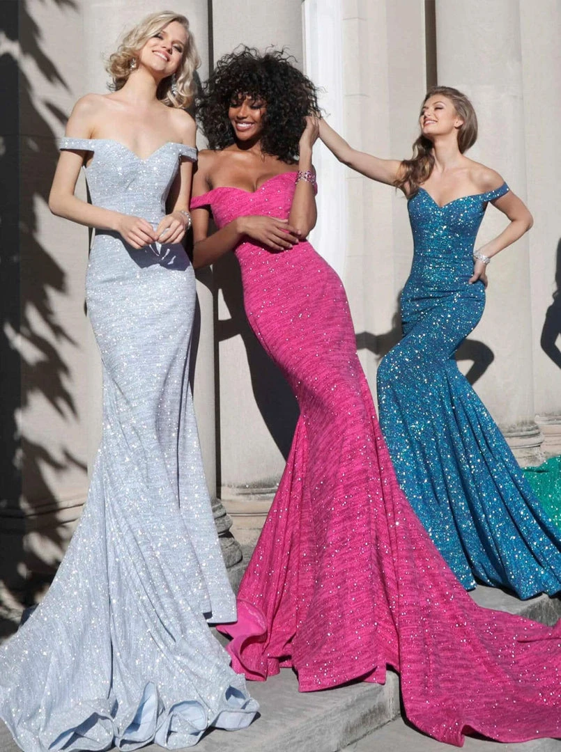 Jovani - 60122 Off Shoulder Sweetheart Neck Glitter Mermaid Gown 14 Jovani - 60122 Off Shoulder Sweetheart Neck Glitter Mermaid Gown